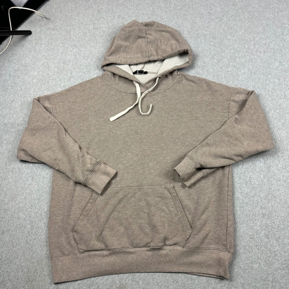 Buffalo David Bitton Womens M Taupe Brown Fleece Pullover Hoodie Sweatshirt